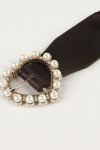 Pearl Heart Buckle Elastic Belt - Delanoir