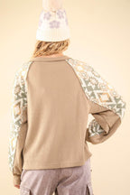 VERY J Printed Long Sleeve Round Neck Knit Top - Delanoir