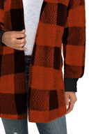 Plaid Long Sleeve Hooded Coat - Delanoir