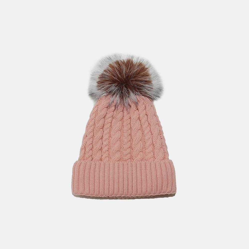 Cable Knit Winter Hat with Pompom - Delanoir