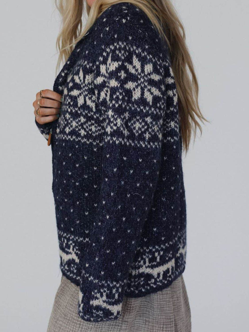 Zip Up Long Sleeve Cardigan - Delanoir