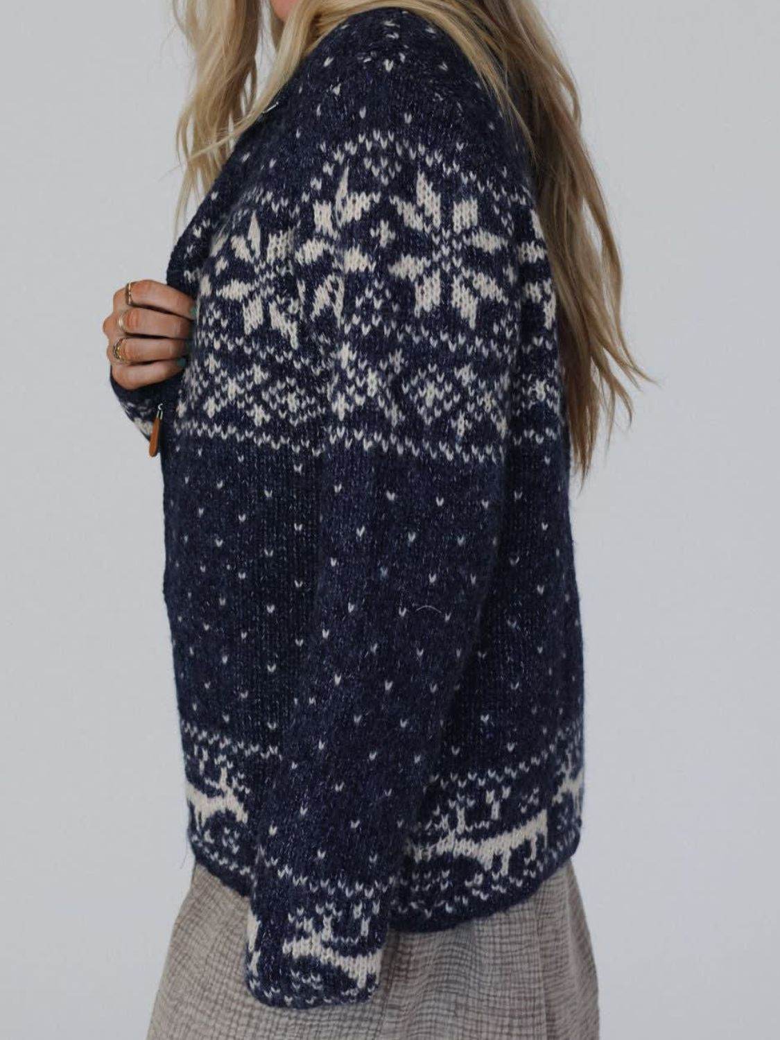 Zip Up Long Sleeve Cardigan - Delanoir