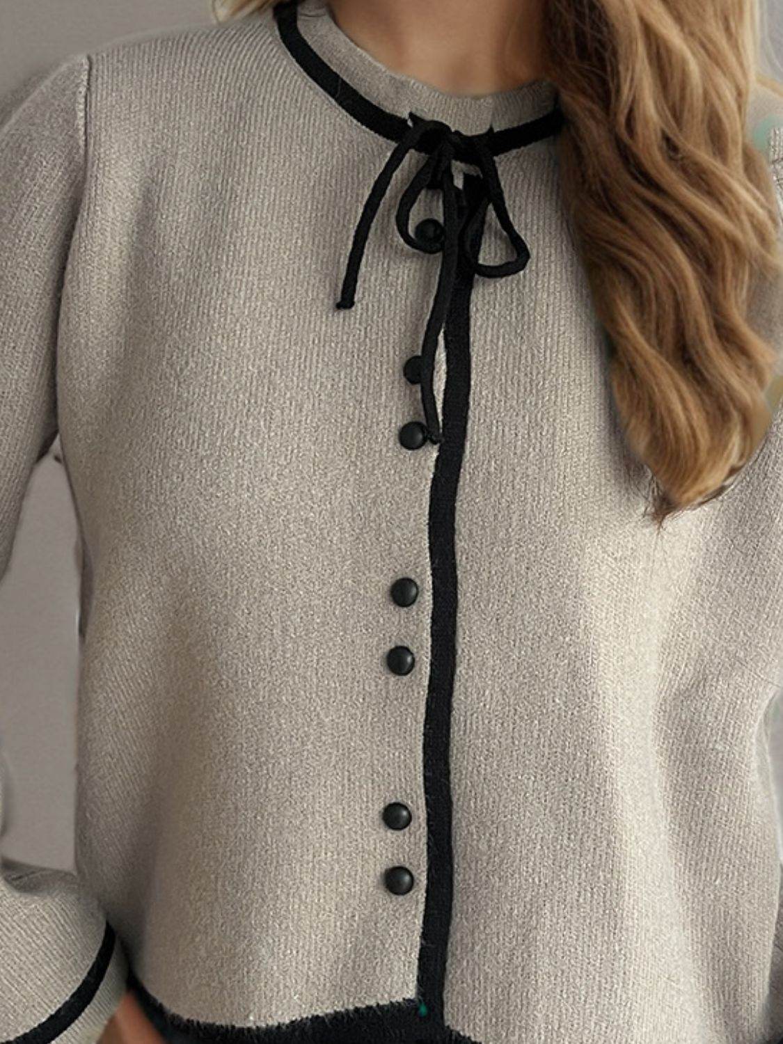 Button Down Long Sleeve Cardigan - Delanoir