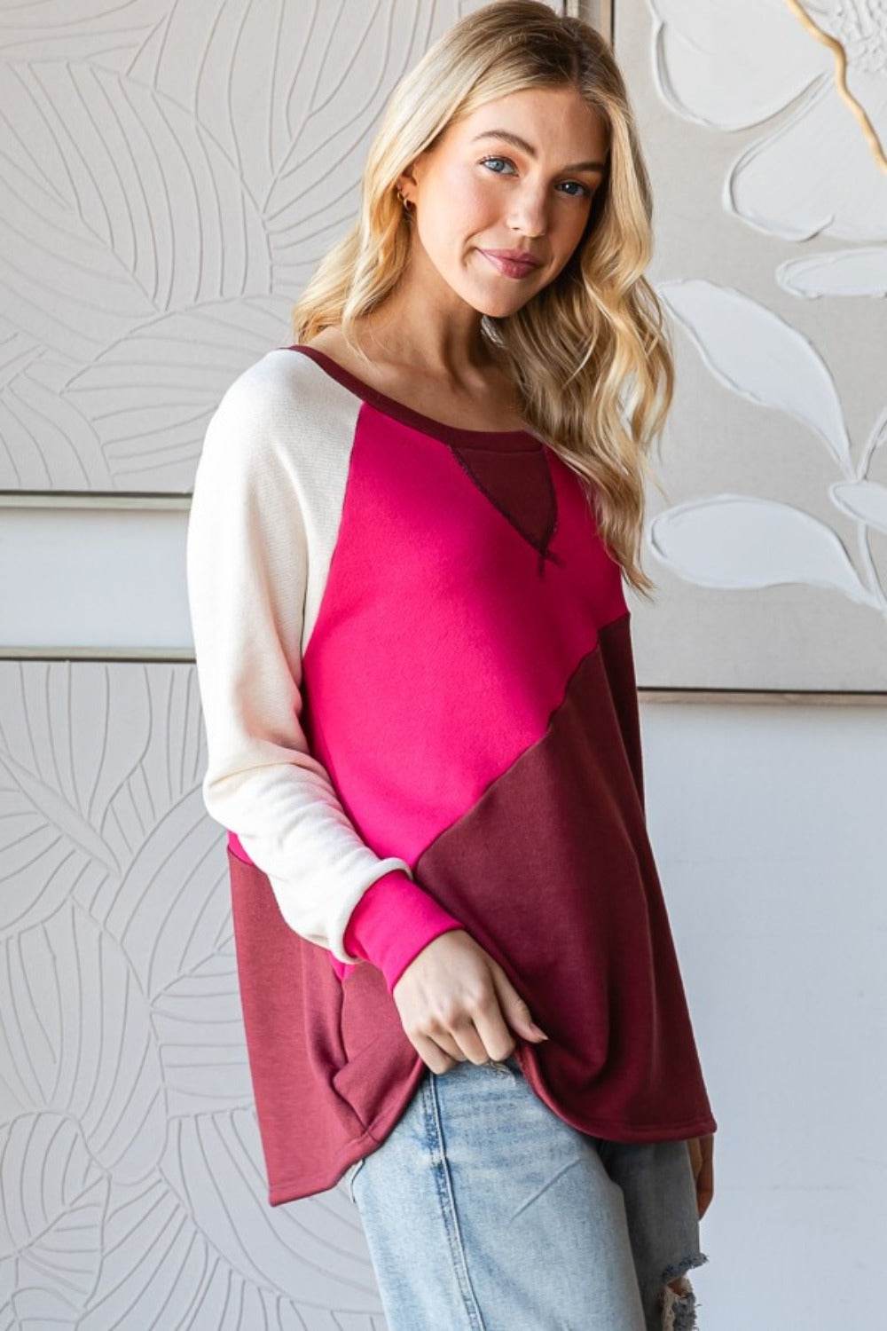 HOPELY Color Block Long Sleeve T-Shirt - Delanoir