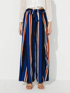 Side Slit Contrast Wide Leg Pants - Delanoir