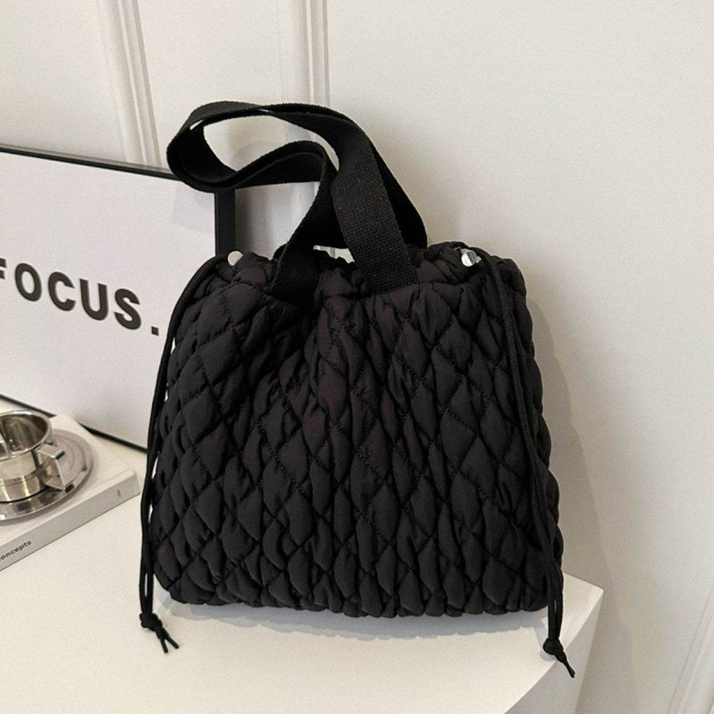 Drawstring Bubble Texture Tote Bag - Delanoir