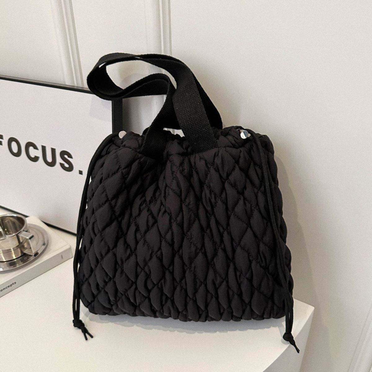 Drawstring Bubble Texture Tote Bag - Delanoir