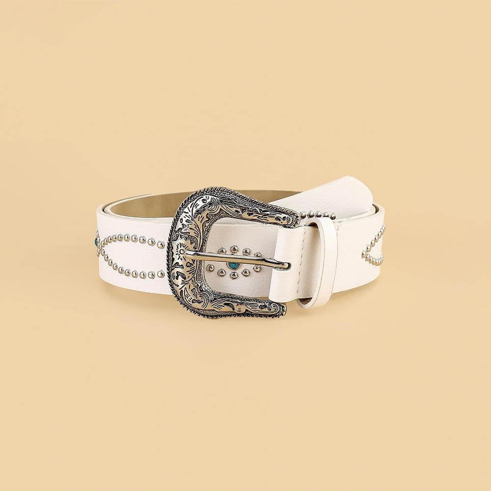 PU Leather Rhinestone Belt - Delanoir
