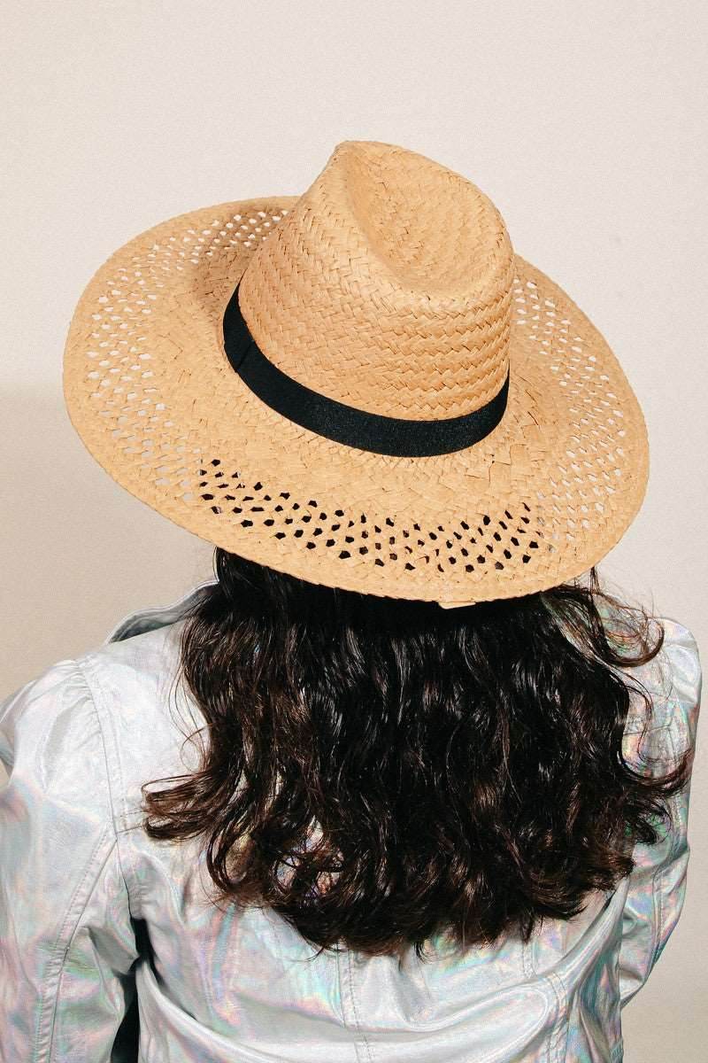 Fame Basket Weave Straw Sun Hat - Delanoir