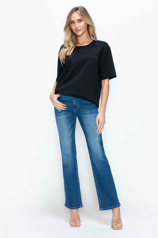 bytos Full Size Cat's Whiskers High Rise Straight Jeans - Delanoir