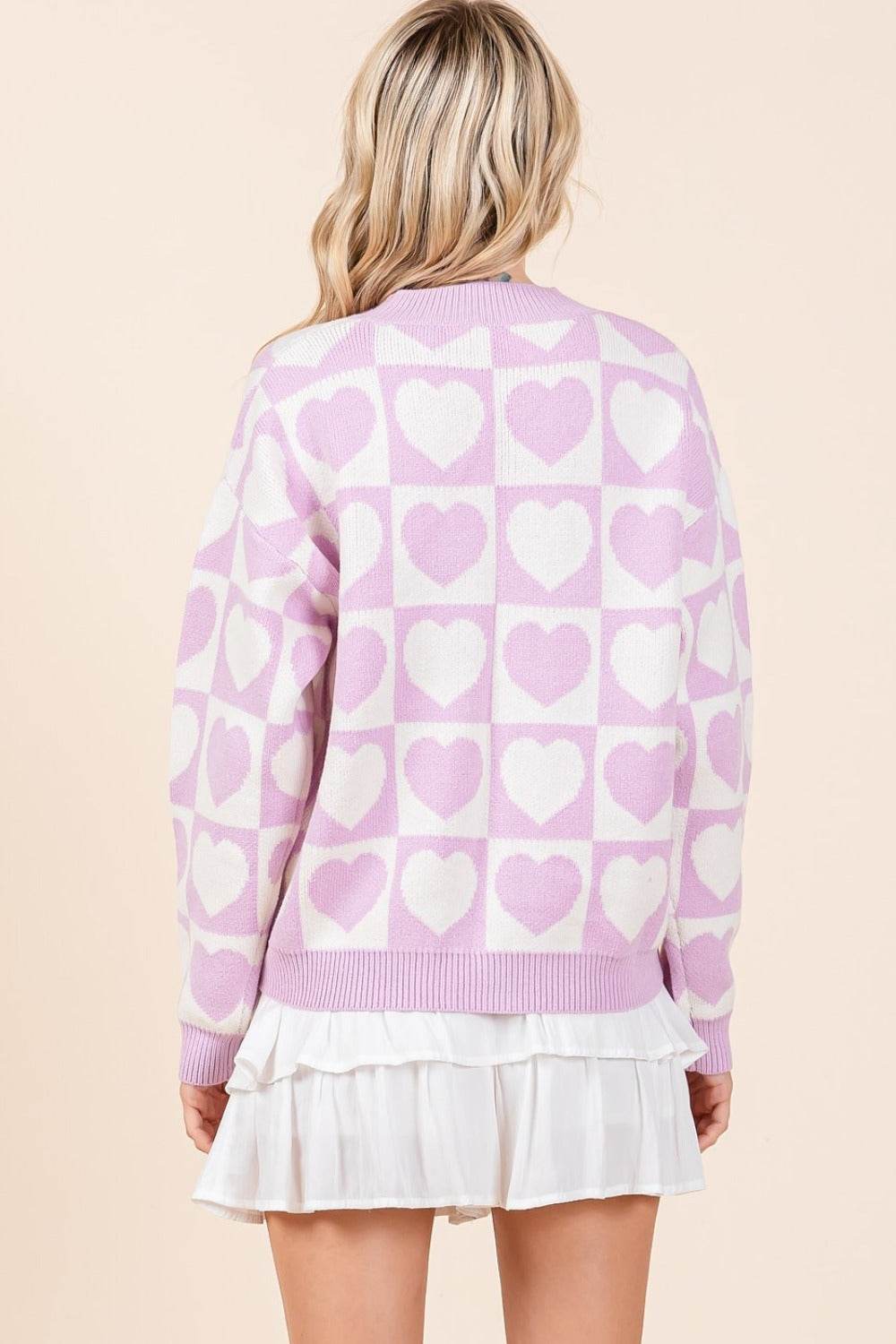 Mittoshop Checkered Heart Button Down Cardigan - Delanoir