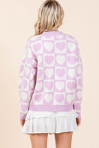 Mittoshop Checkered Heart Button Down Cardigan - Delanoir