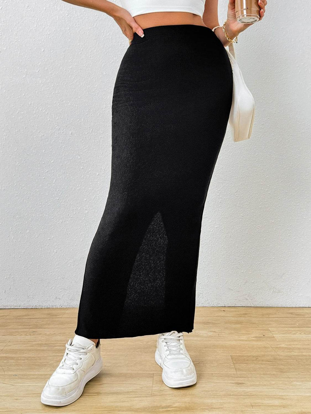 Slit Maxi Wrap Skirt - Delanoir
