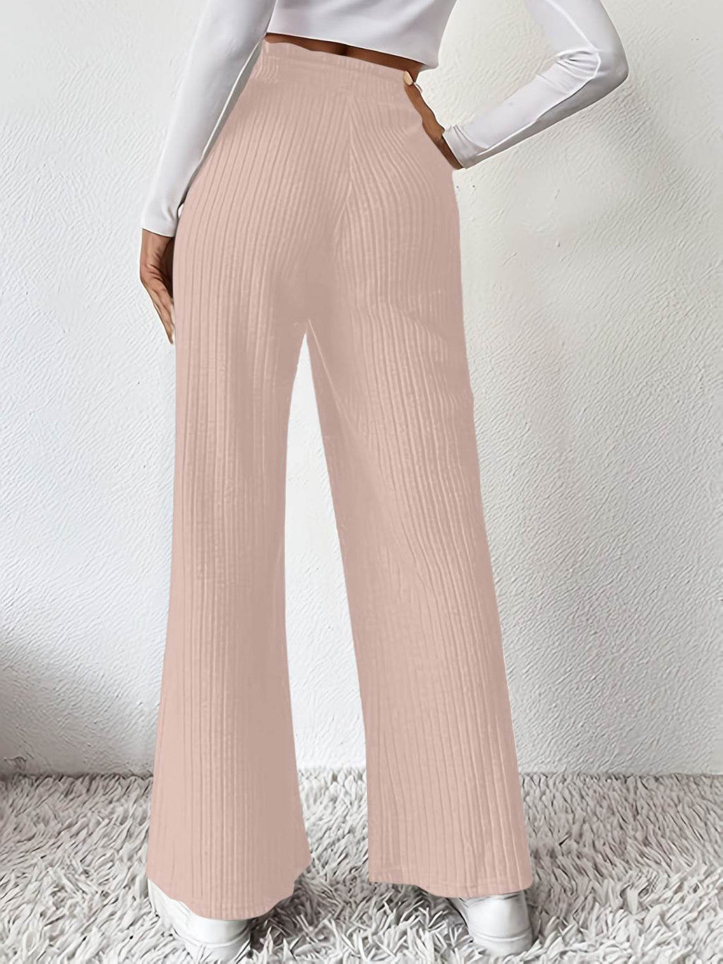 Ribbed High Waist Pants - Delanoir