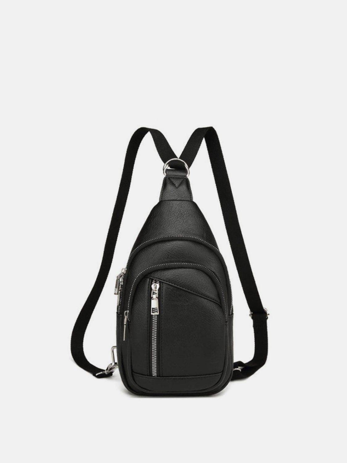 PU Leather Crossbody Bag with Two Detachable Strap - Delanoir