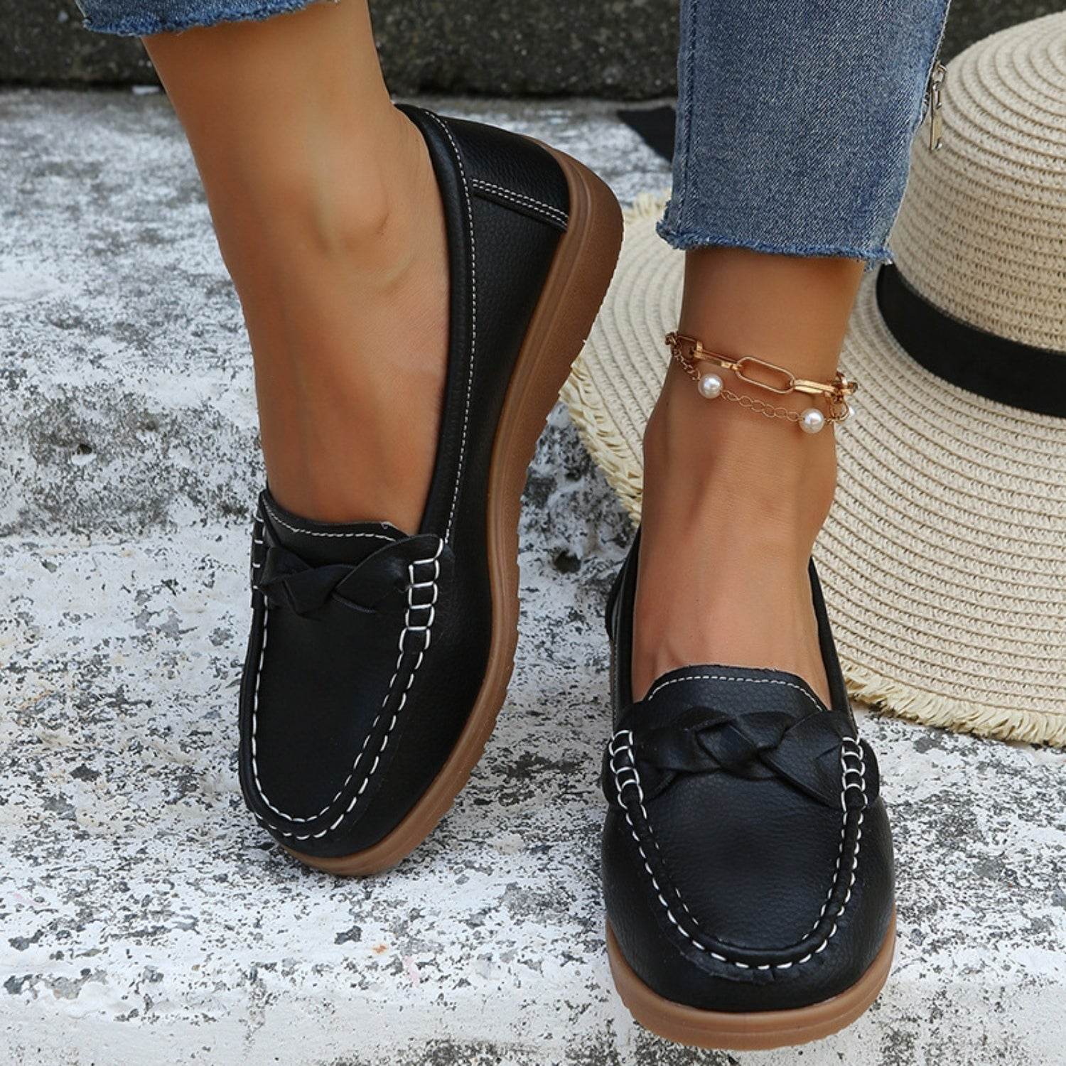 Weave Wedge Heeled Loafers - Delanoir