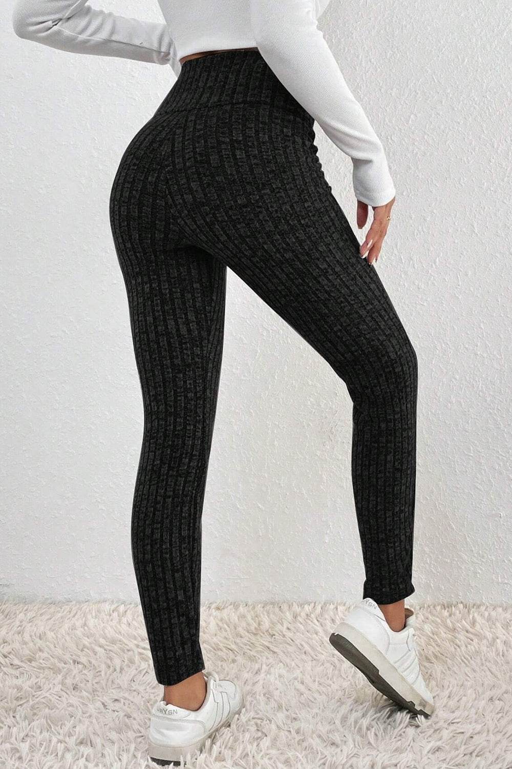 Ribbed High Waist Leggings - Delanoir