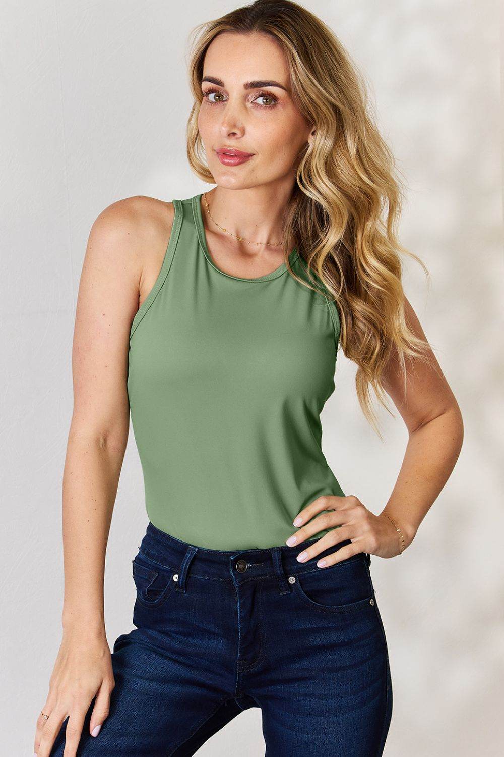 Basic Bae Full Size Round Neck Racerback Tank - Delanoir