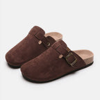 Suede Closed Toe Buckle Slide - Delanoir