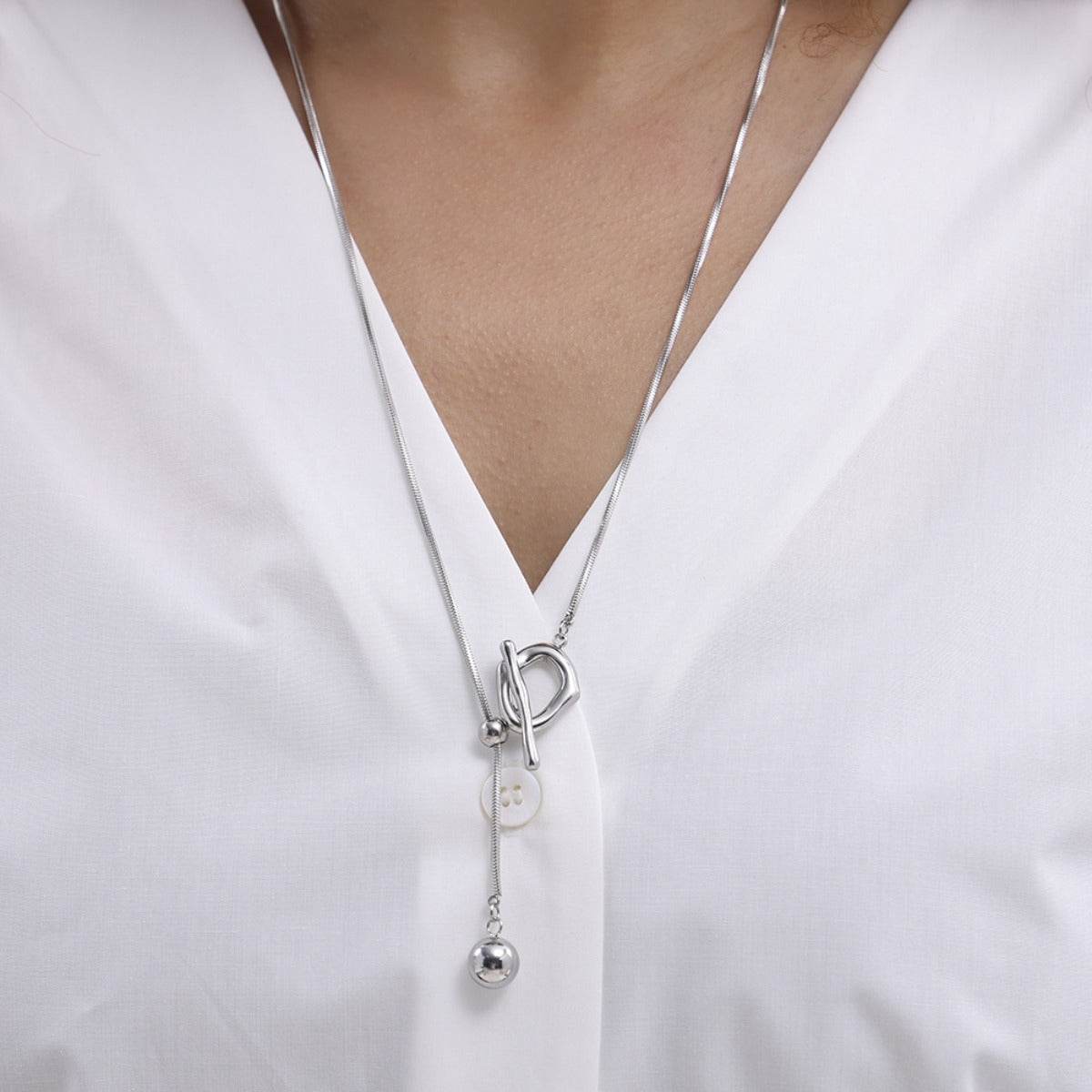 Stainless Steel Bead Necklace - Delanoir