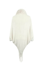 Striped Fringe Detail Long Sleeve Poncho - Delanoir