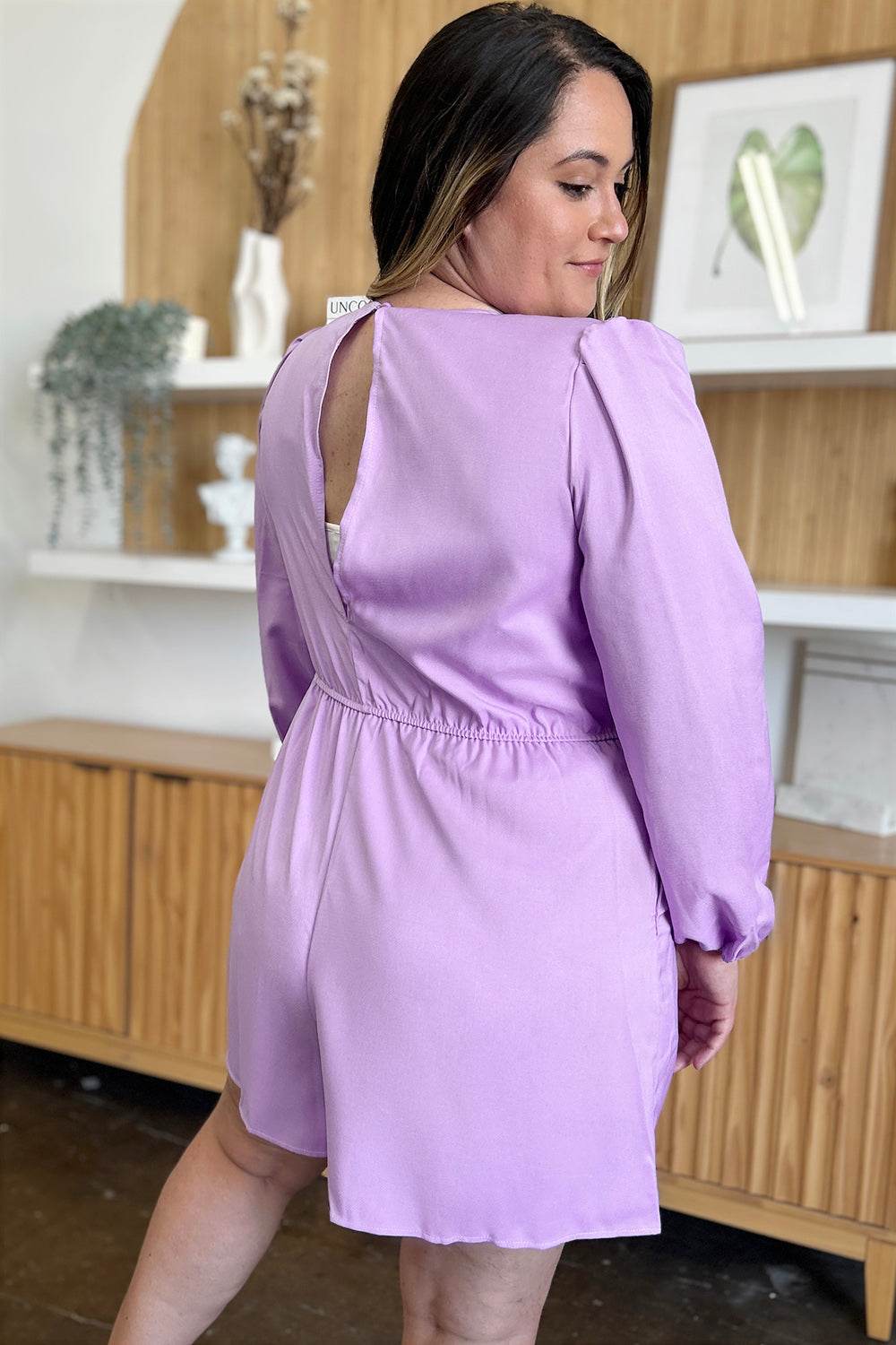 Double Take Full Size Drawstring Long Sleeve Romper - Delanoir
