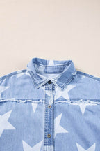 Raw Hem Star Short Sleeve Denim Dress - Delanoir