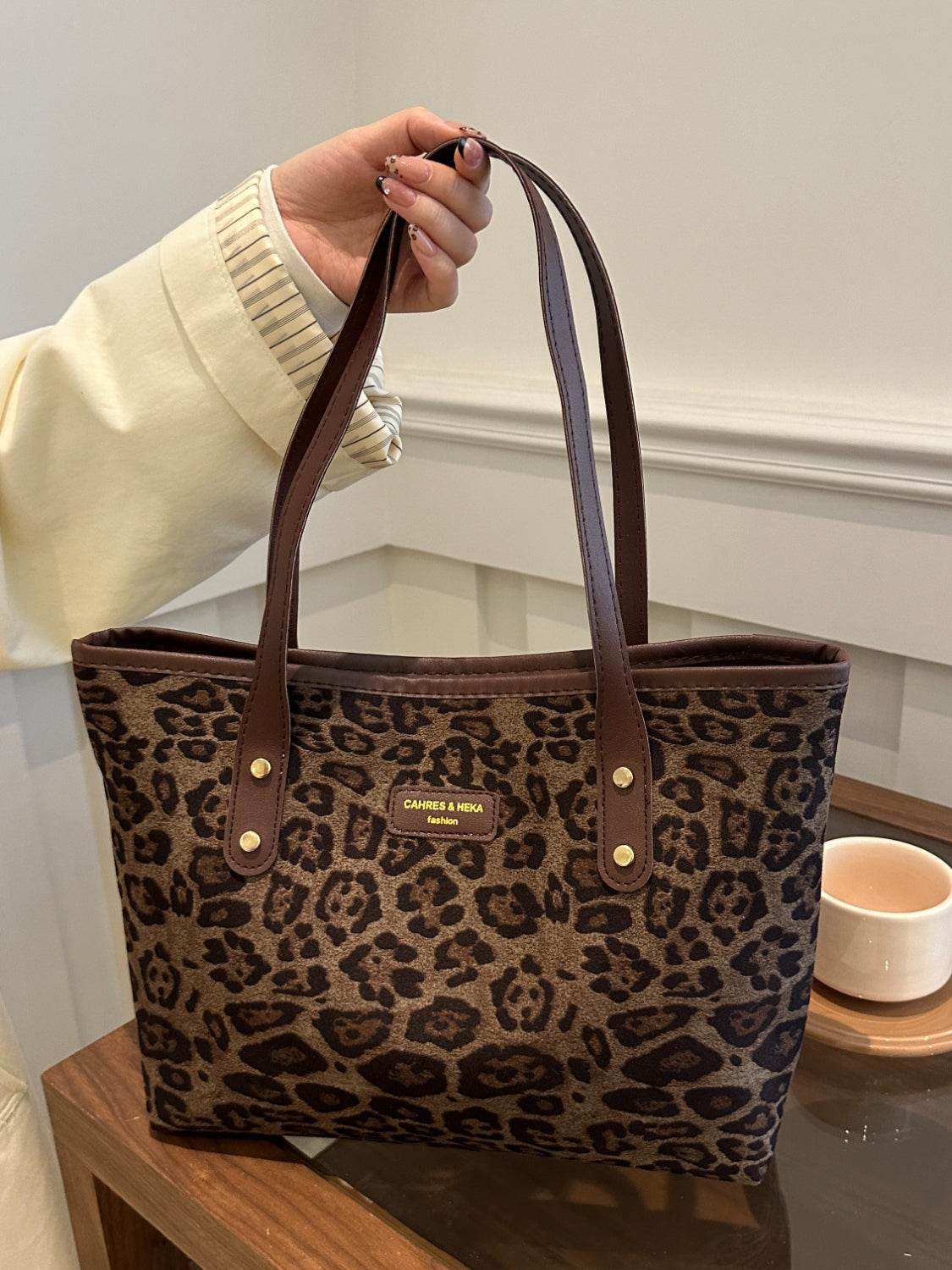 Leopard Polyester Tote Bag - Delanoir
