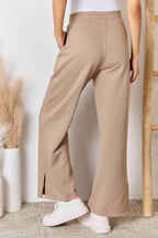 RISEN Wide Waistband Slit Wide Leg Pants - Delanoir