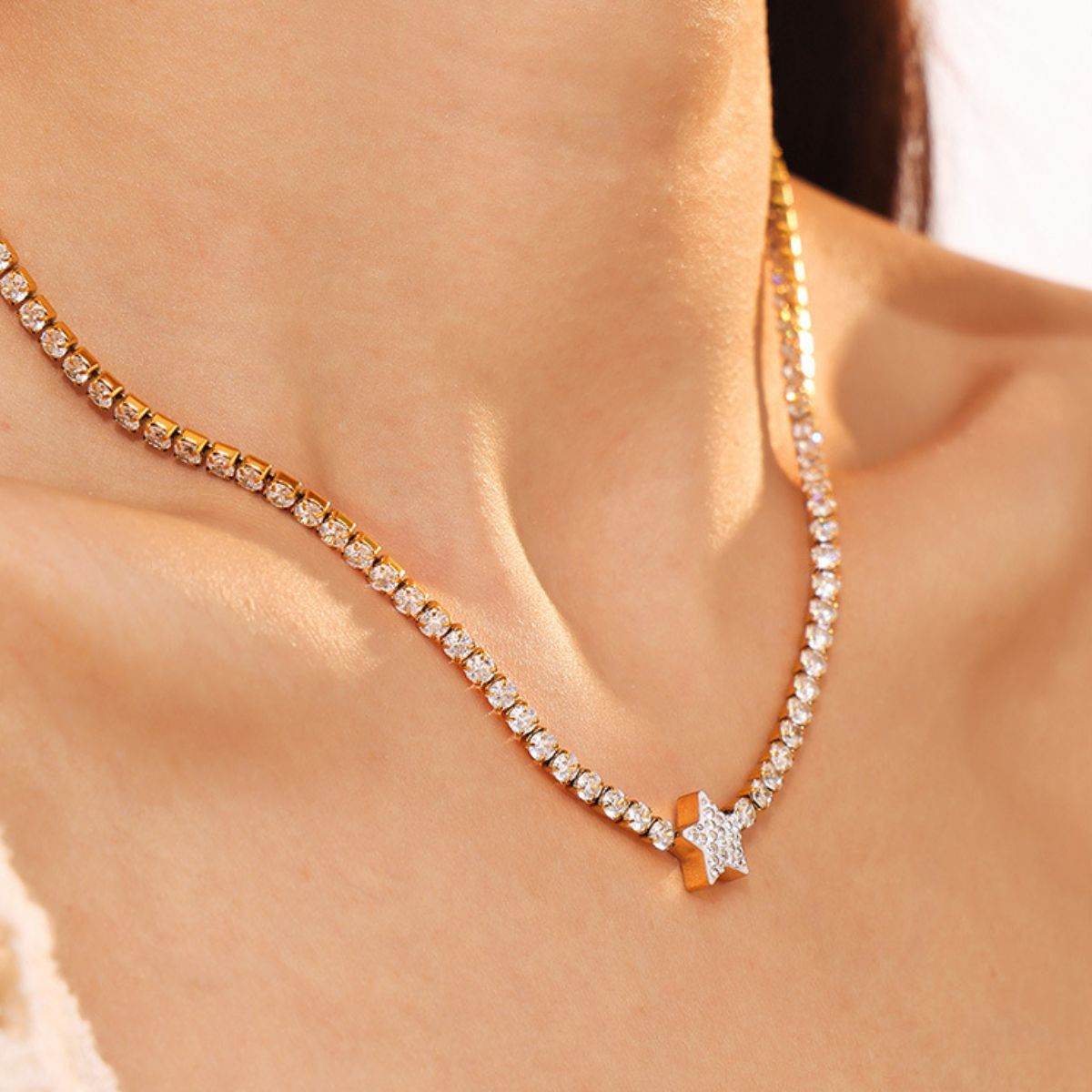 Titanium Steel Zircon Star Necklace - Delanoir