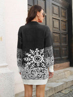 Snowflake Pattern Sweater Dress - Delanoir