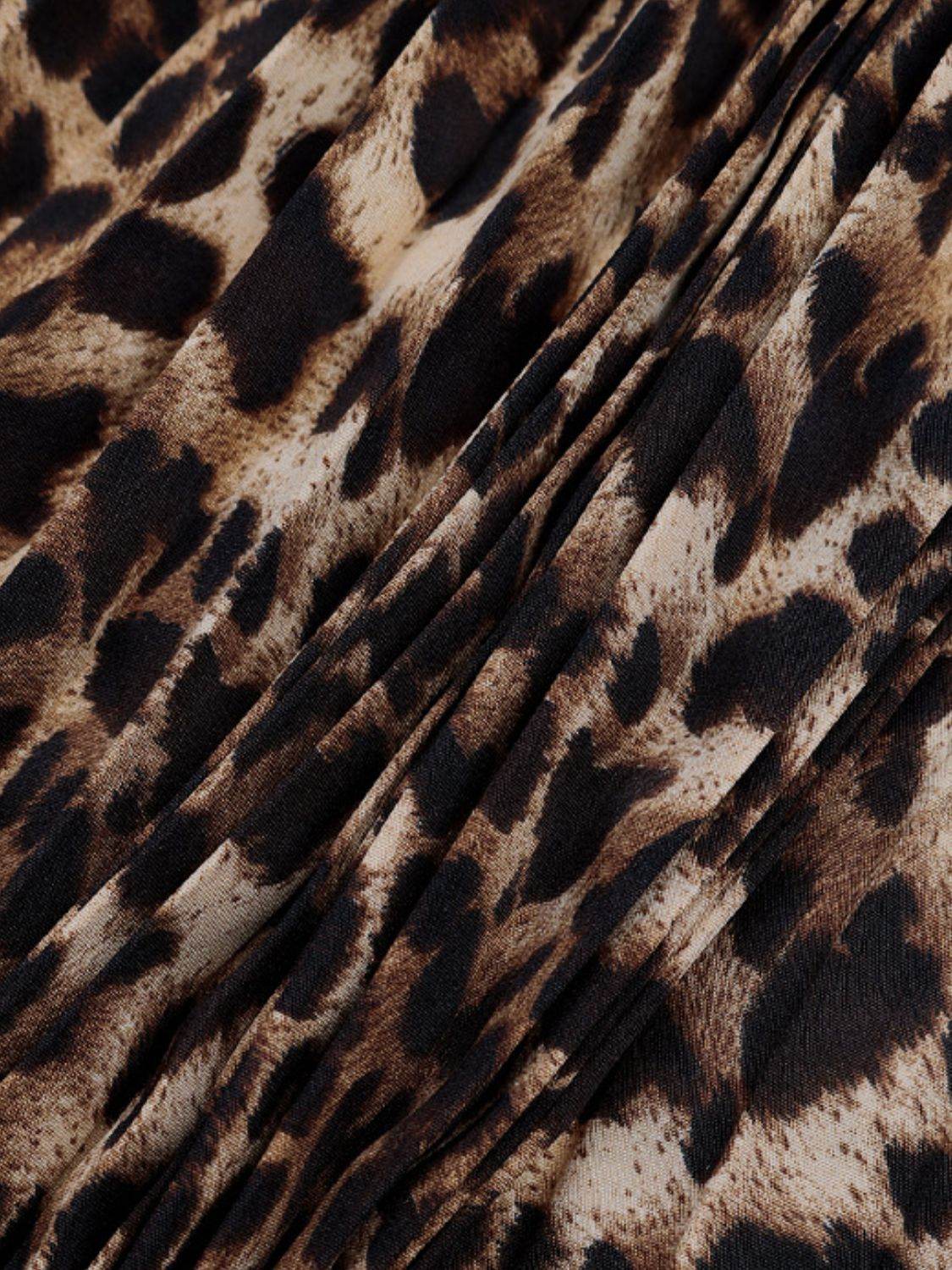 Perfee Pleated Leopard Maxi Skirt - Delanoir