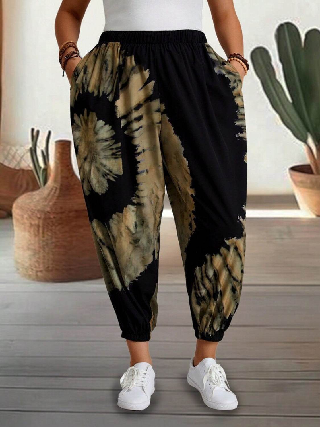 Tie-Dye Elastic Waist Pants - Delanoir