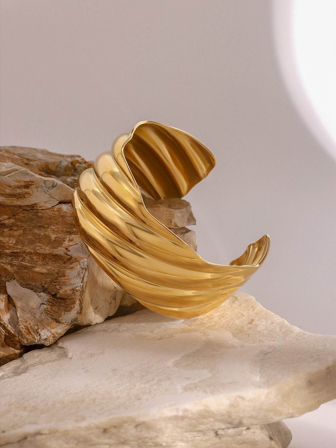 18K Gold-Plated Stainless Steel Open Ring - Delanoir