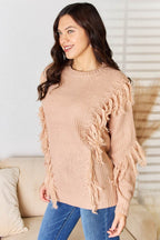 And The Why Tassel Detail Long Sleeve Sweater - Delanoir