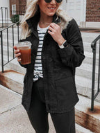 Pocketed Long Sleeve Zip Up Jacket - Delanoir