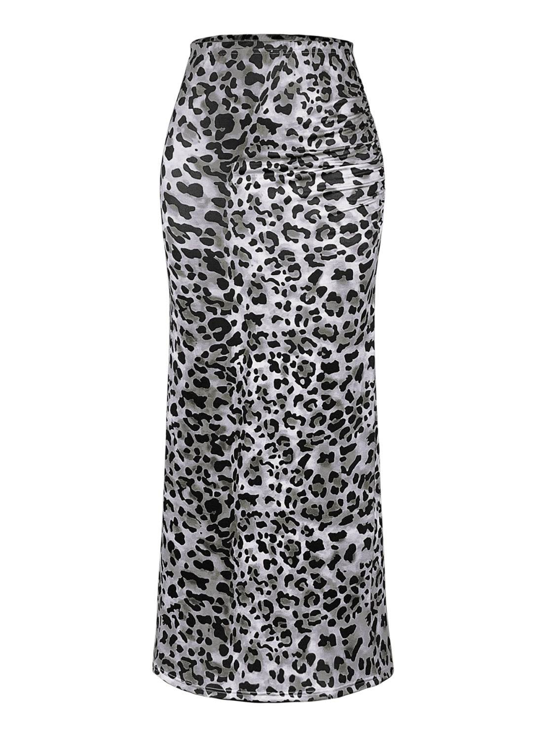 Honey Slit Leopard Midi Skirt - Delanoir