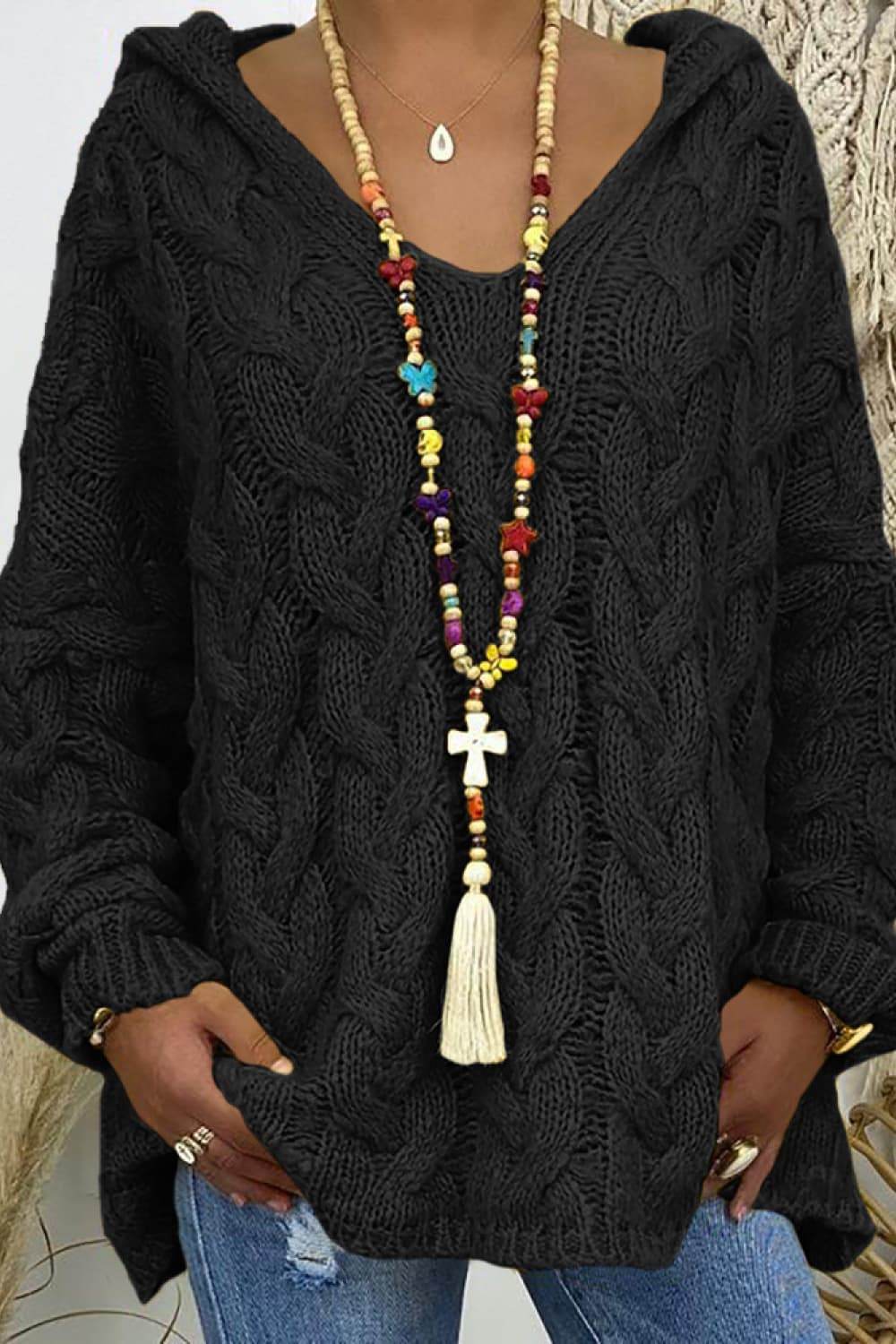 Cable-Knit Hooded Sweater - Delanoir
