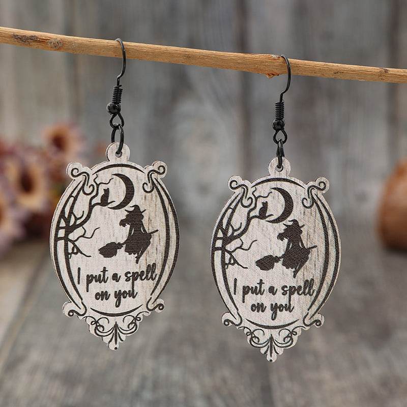 Witch Wooden Dangle Earrings - Delanoir