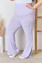 RISEN Full Size High Waist Ultra Soft Knit Flare Pants - Delanoir