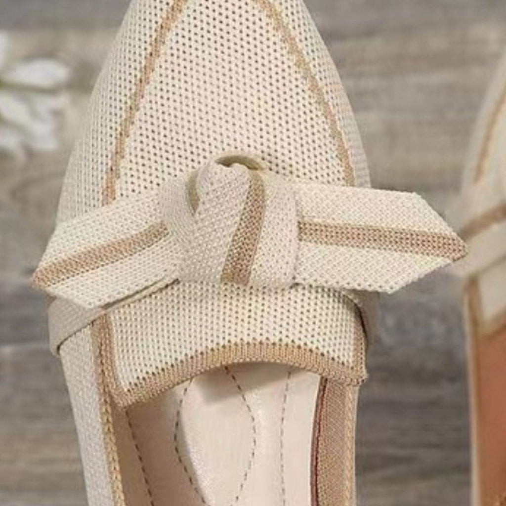 Bow Contrast Trim Point Toe Loafers - Delanoir