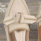 Bow Contrast Trim Point Toe Loafers - Delanoir