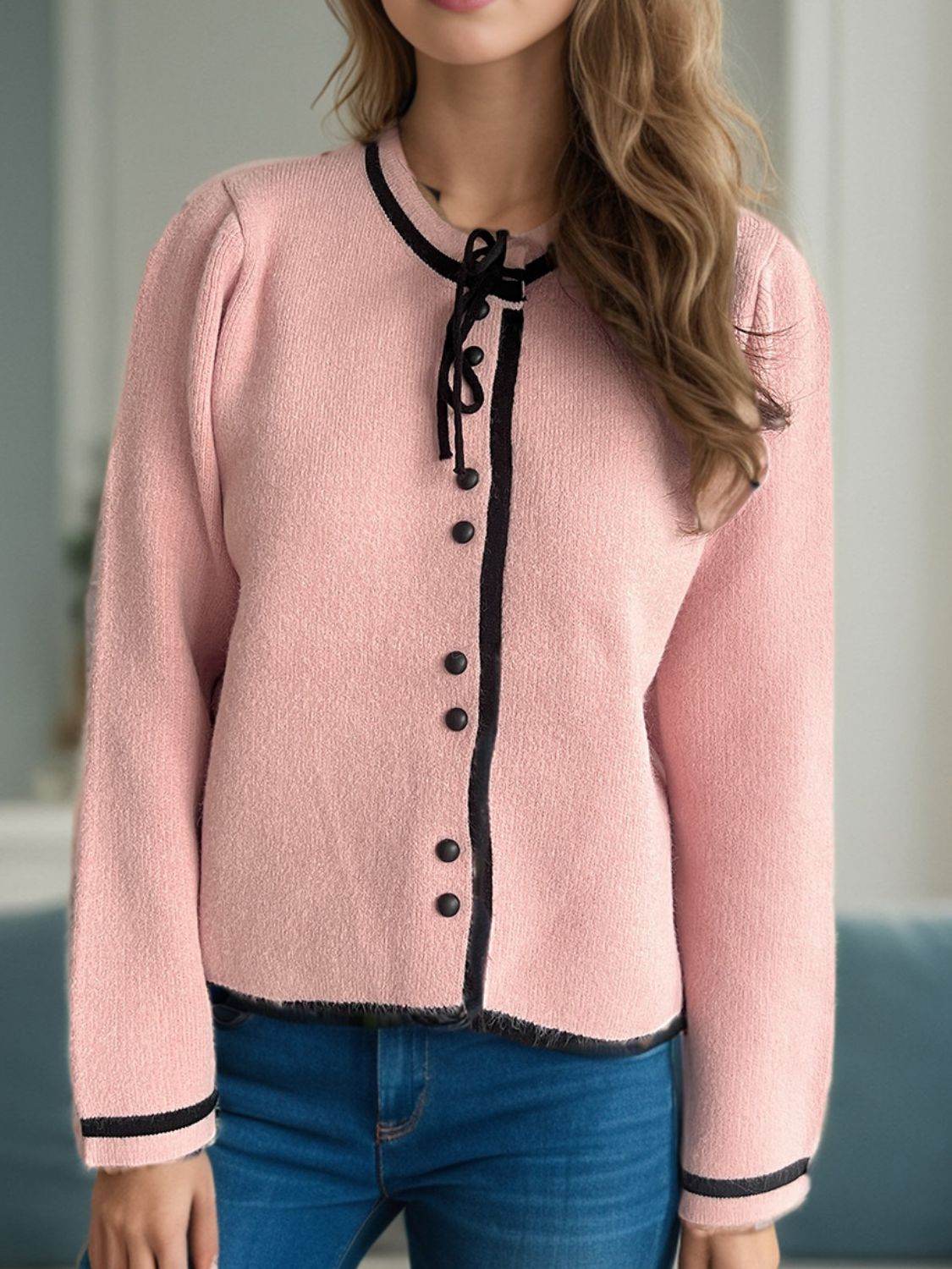 Button Down Long Sleeve Cardigan - Delanoir