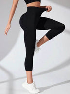 High Waist Cropped Active Leggings - Delanoir