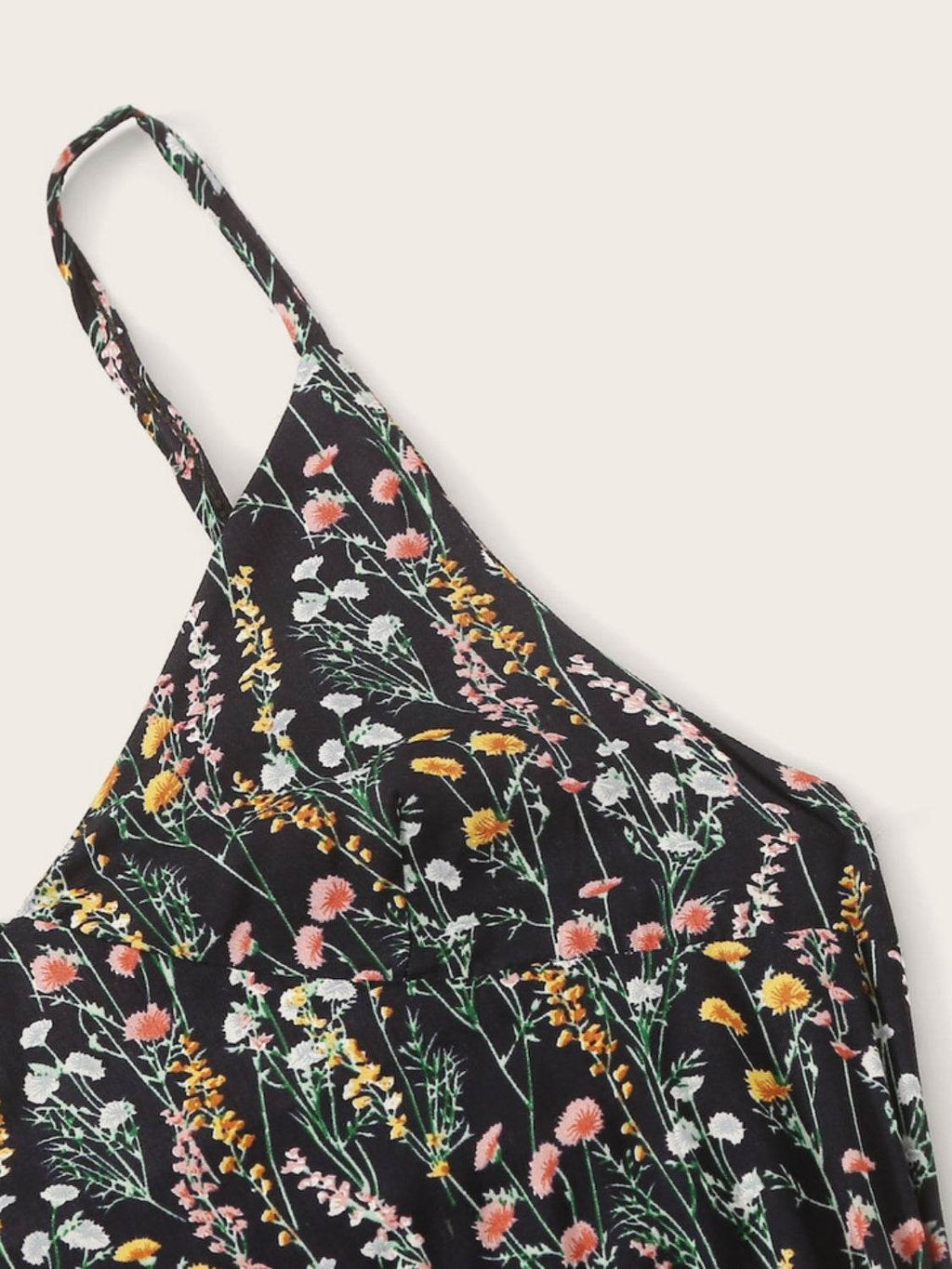 Printed V-Neck Spaghetti Strap Romper - Delanoir