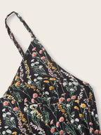 Printed V-Neck Spaghetti Strap Romper - Delanoir