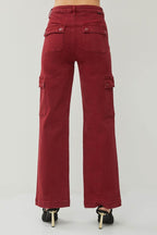 RISEN Full Size High Rise Wide Leg Cargo Jeans - Delanoir