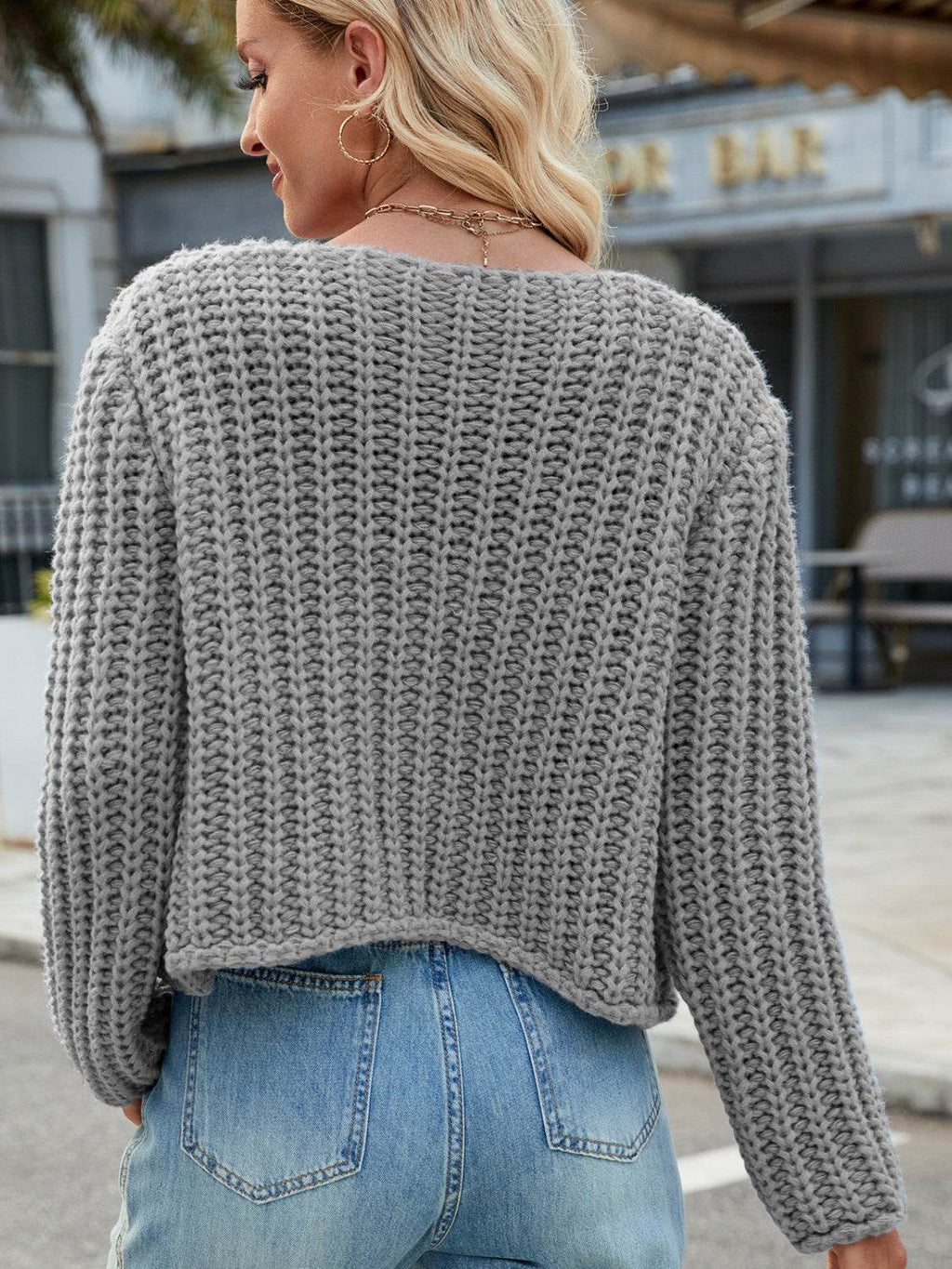 Round Neck Button Up Cardigan with Pockets - Delanoir