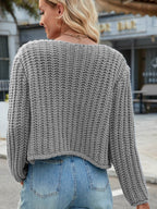 Round Neck Button Up Cardigan with Pockets - Delanoir