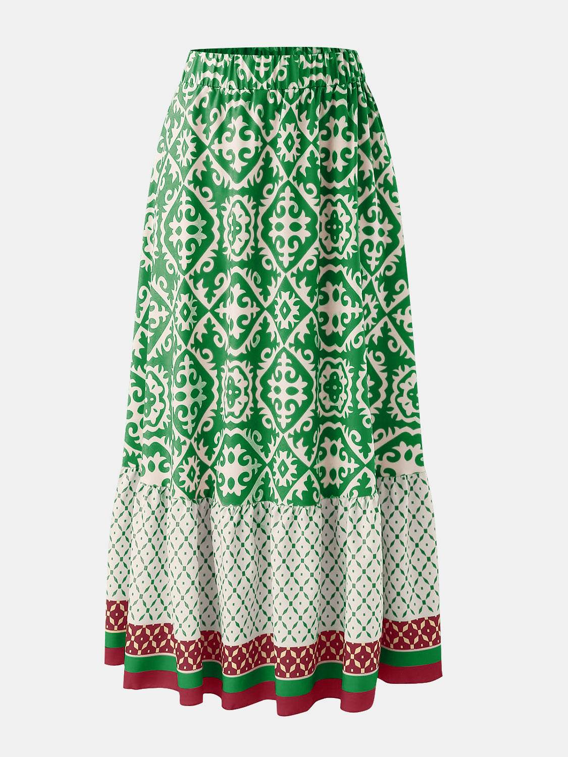 Geometric Elastic Waist Maxi Skirt - Delanoir